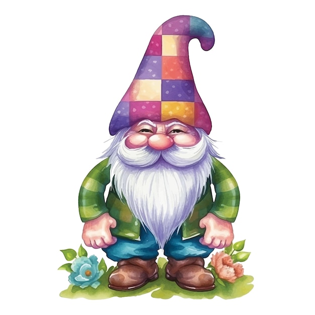 Gnome vector watercolor paint ilustration