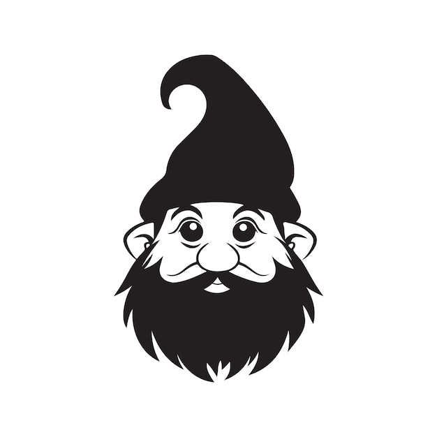 Gnomes logo concept black and white color hand drawn illustration