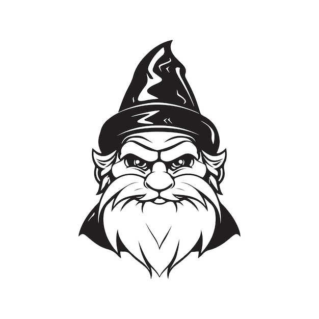 Gnomes logo concept black and white color hand drawn illustration