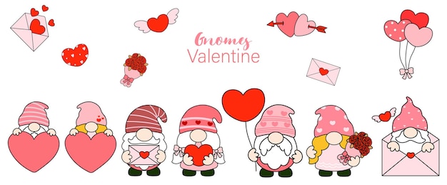 Vector gnomes valentines day clipart gnomes love