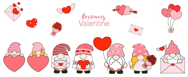 Vettore gnomi san valentino clipart gnomi amore