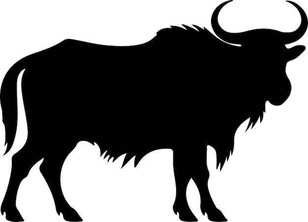 gnu black silhouette with transparent background