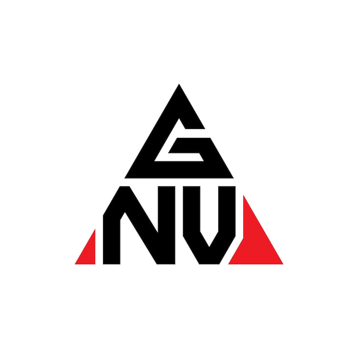 Vector gnu 三角形字母標誌設計與三角形gnu 三角形標誌設計 單字 gnu 三角向量標誌模板與紅色 gnu 三角標誌 簡單 優雅和豪華標誌