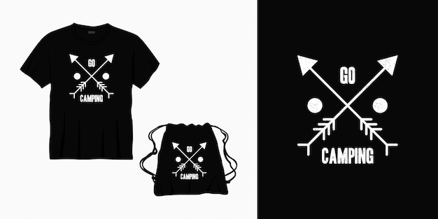 ベクトル tシャツ、バッグ、または商品のレタリングデザインをキャンプタイポグラフィに行く