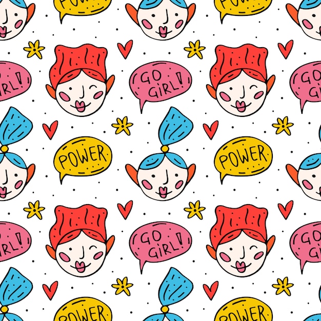 Go girl cute cartoon hand drawn doodle