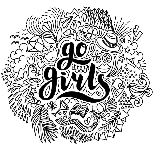 Go girls Handdrawn lettering