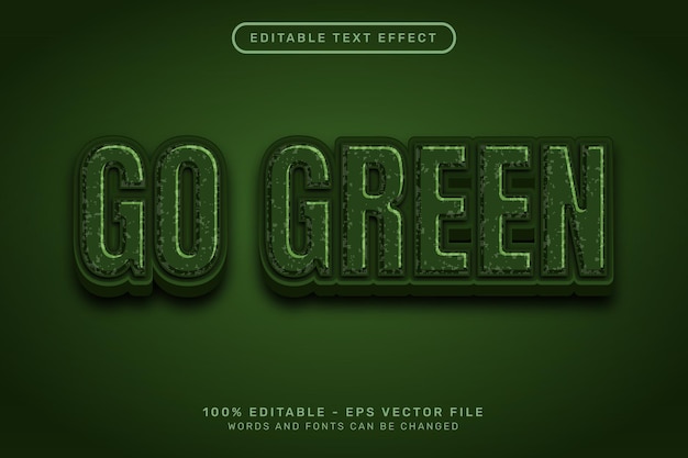 Go green 3d text effect and editable text effect