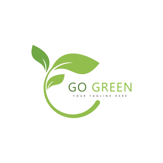 Дизайн шаблона логотипа Go Green Eco Tree Leaf