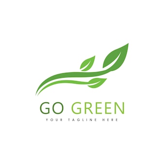 Go green eco tree leaf logo template design