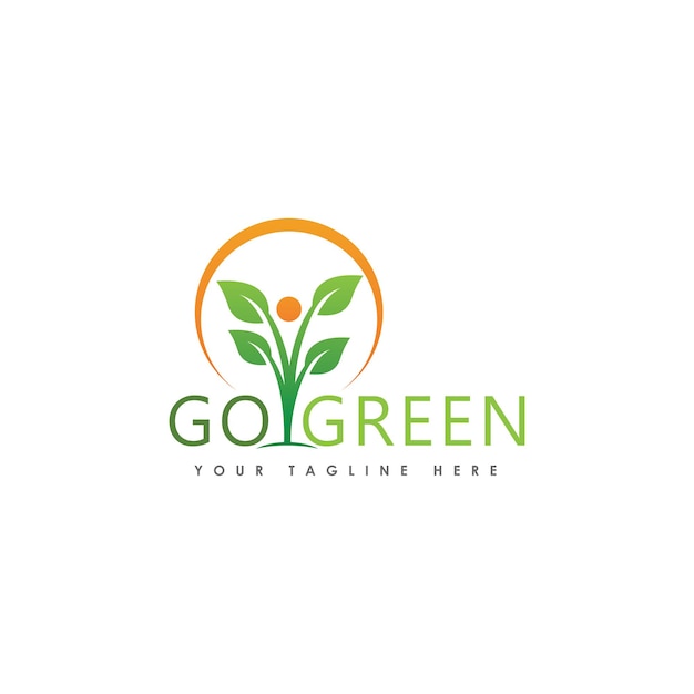 Go Green Eco Tree Leaf Logo Template design