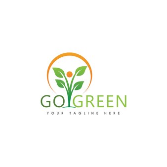 Go green eco tree leaf logo template design