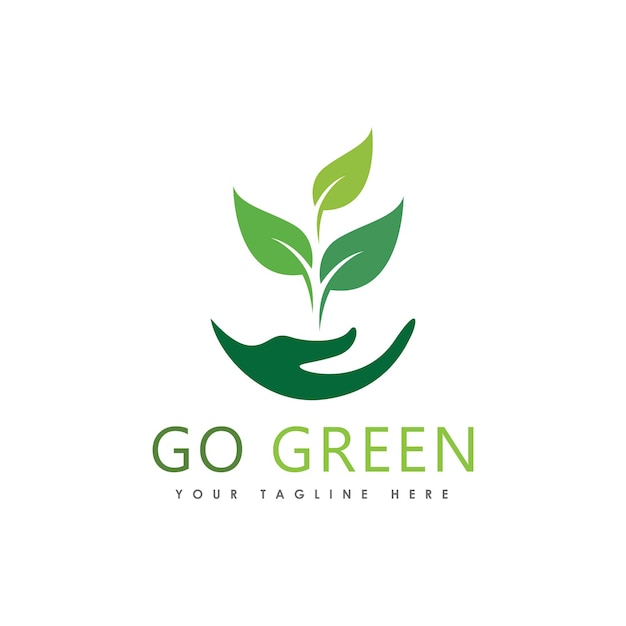 Дизайн шаблона логотипа Go Green Eco Tree Leaf