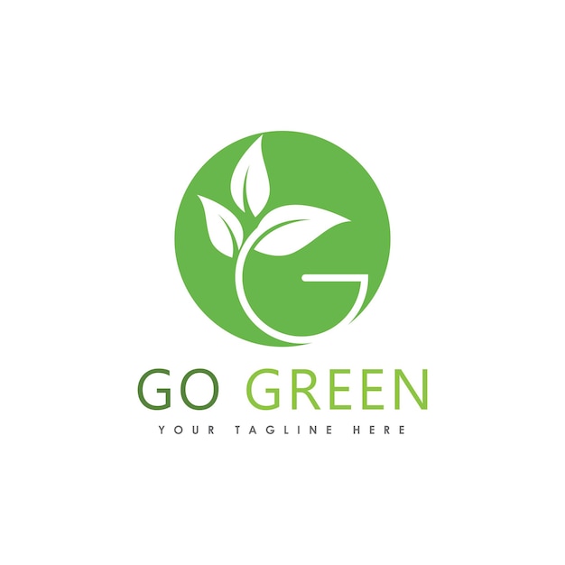 Go green eco tree leaf logo template design