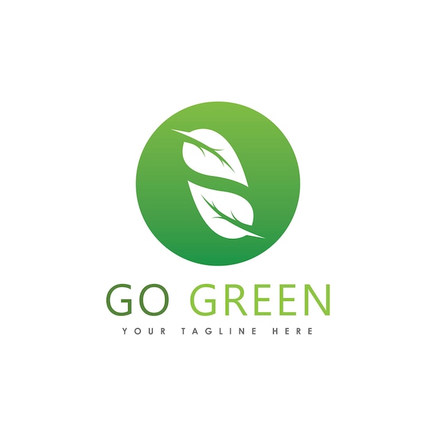 Go green eco tree leaf logo template design