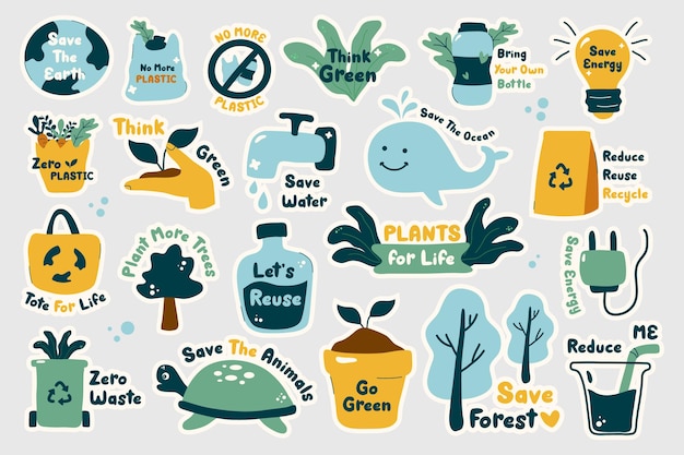 go green illustration set