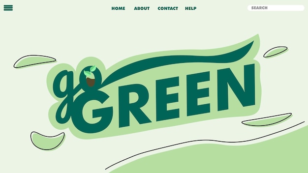 Vector go green landing page, banner design template, design element. social media post