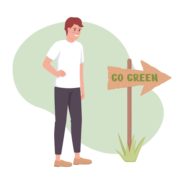 Go green lifestyle 2d vettore isolato illustrazione