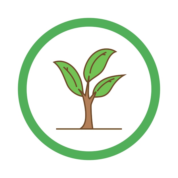 Go green logo. Plant, save planet, climate change. Green and brown colored.