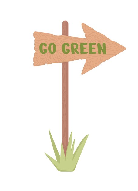 Go green pointer semi flat color vector object