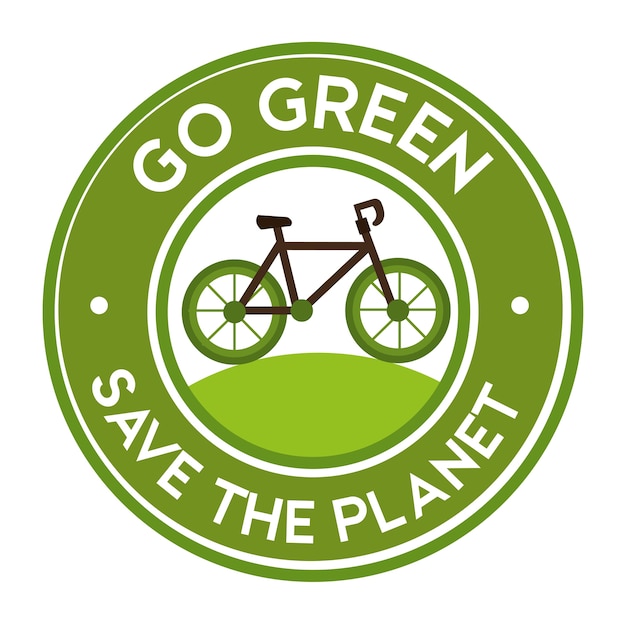 go green save the planet bike icon sticker 