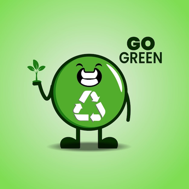 Go green schattig mascotte personage