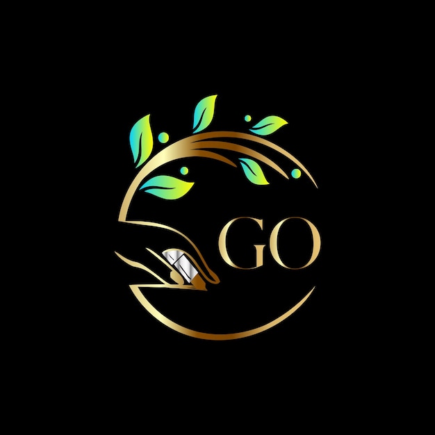 Go logo iniziale, unghie, modello vettoriale luxury cosmetics spa beauty