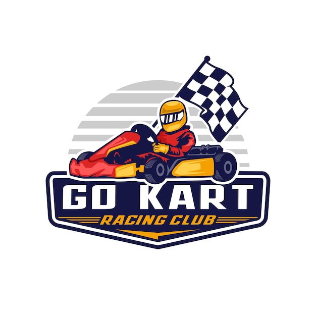 Vettore go kart racing logo distintivo