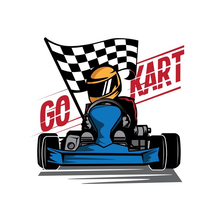 Vector go kart racing vector illustration in colorful design good for event logo also t shirt design