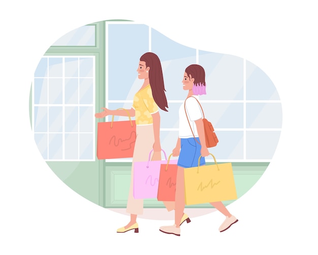 Go shopping 2D vector isolated illustration