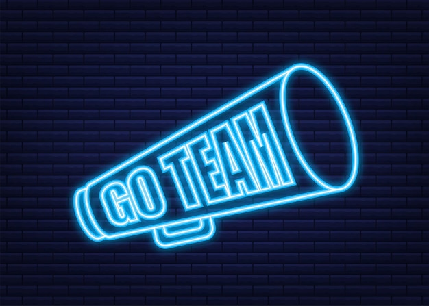 Vector go team triangle banner. go team in cartoon style. neon icon. vector stock illustration.