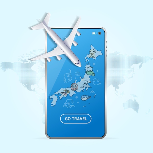 Go Travel Japan Boeking Concept Vector