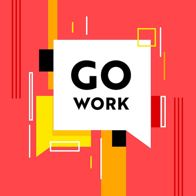 Go work banner с абстрактным узором и речевым пузырем на красном фоне