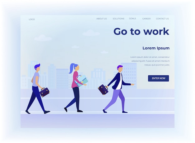 Go to work motivation cartoon landing page