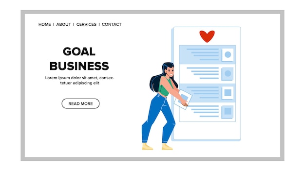 Goal business and tasks checking woman vector