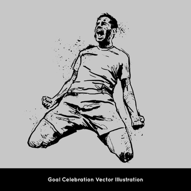 Vettore goal celebration vector handrawn