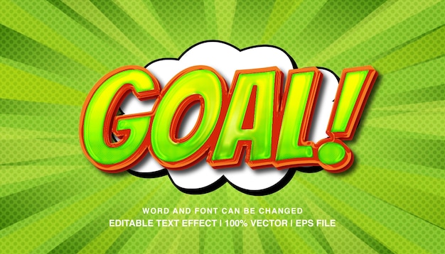 Goal comic editable text effect template 3d bold glossy cartoon text style