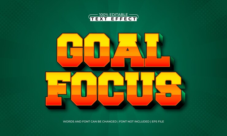 Vector goal focus editable text effect with a work and job text style