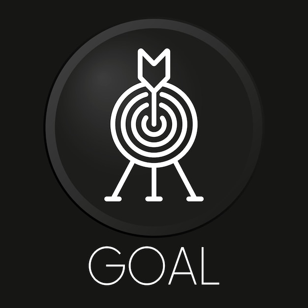 Vector goal minimal vector line icon on 3d button isolated on black background premium vector