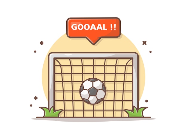 Vector goal net with goal sign  icon illustration