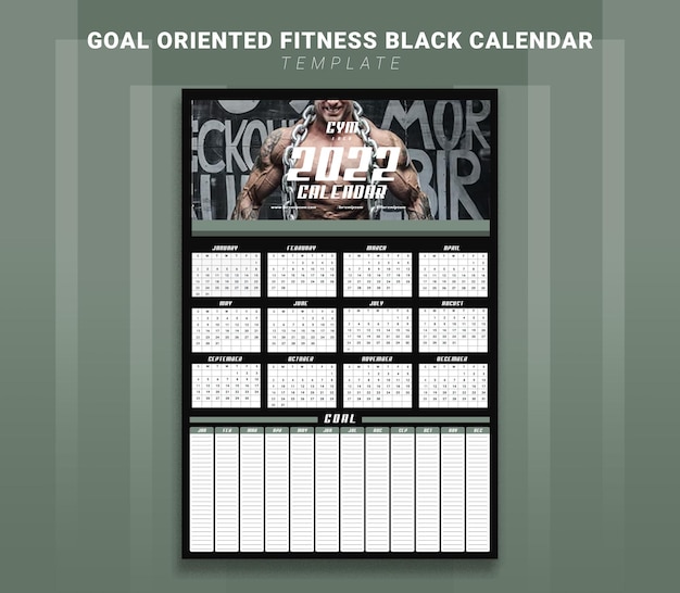 Vector goal oriented black calendar portrait