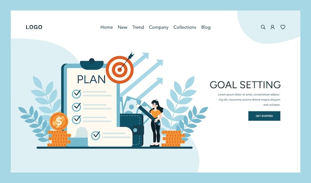 Vector goal setting concept charting financial targets with structured planning and precision achieving