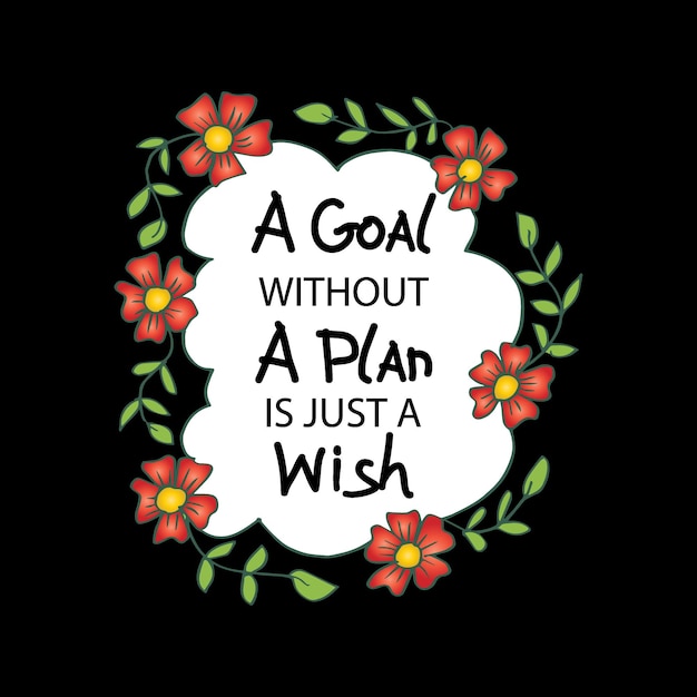 A goal without a plan is just a wish Motivational quote  concept