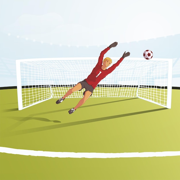 Goalkeeper on football gate illustration