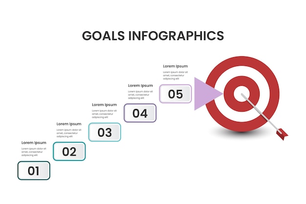 Goals infographics template design for business presentation