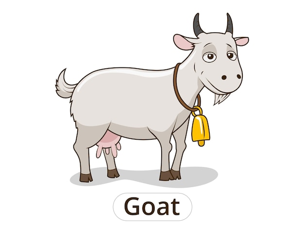 Vector goat animal cartoon illustration for children