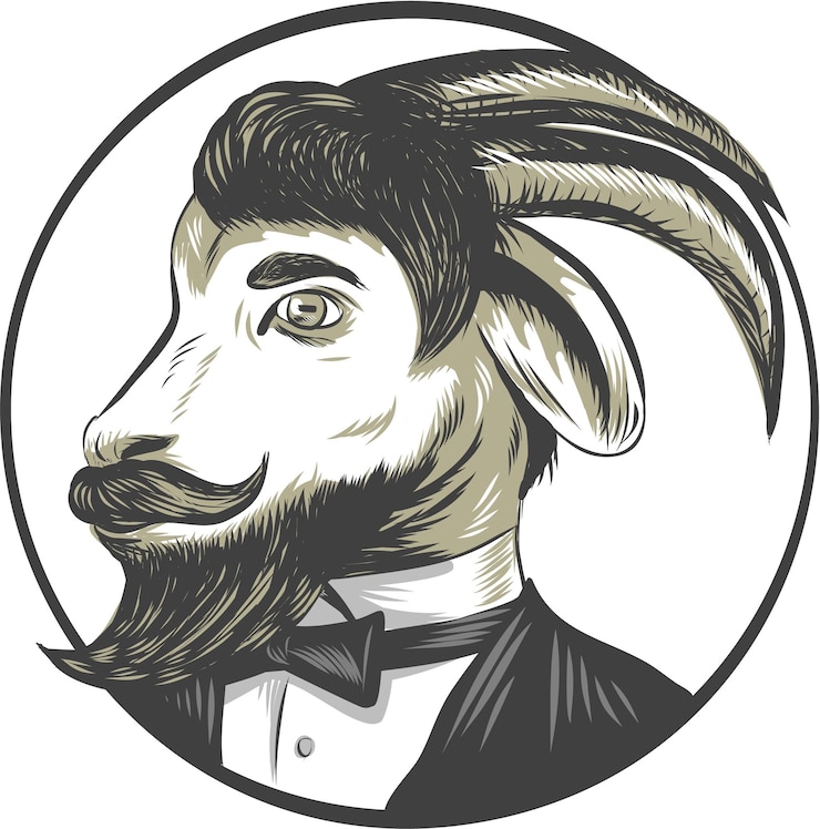 वेक्टर goat beard tie tuxedo circle drawing