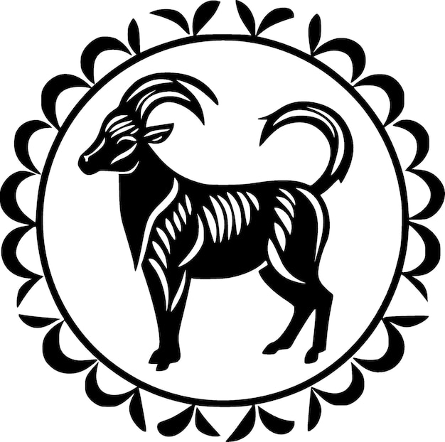 Goat Black and White Vector illustration