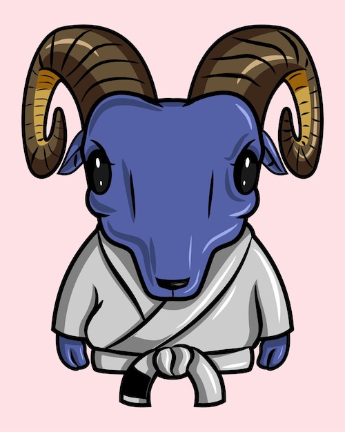 Vector goat cartoon fighter editable vector