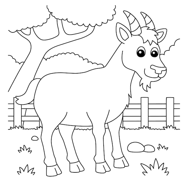 Vector goat coloring page for kids