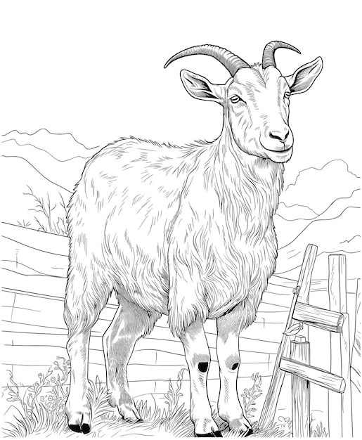 Vector goat coloring pages for kids